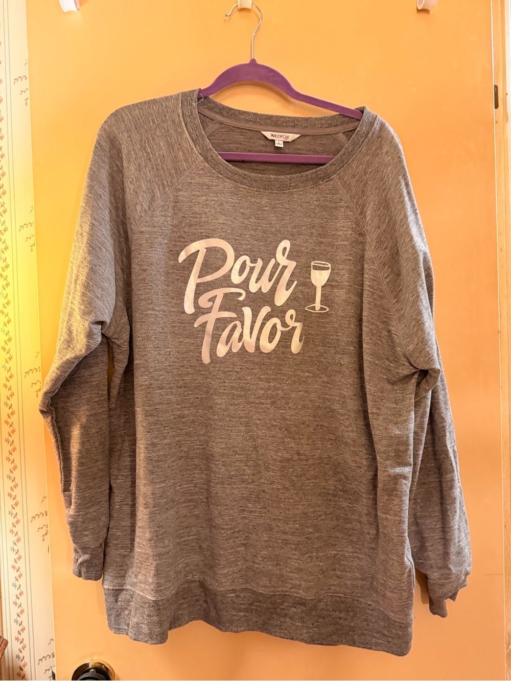 Wildfox Gray 'Pour Favor' Pullover Sweatshirt - Picture 2 of 3